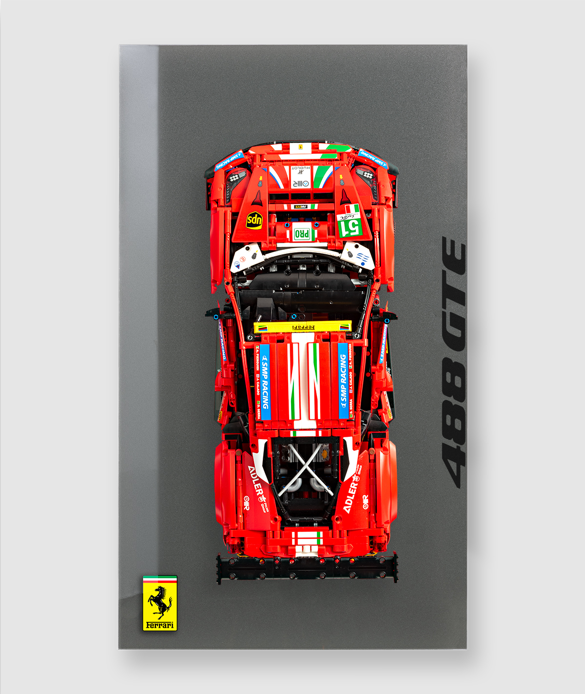 Wall mount display for LEGO® Technic 42125 Ferrari 488 GTE 